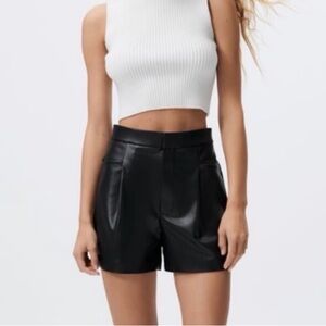 NWT ZARA High-Waist Black Faux Leather Women’s Shorts